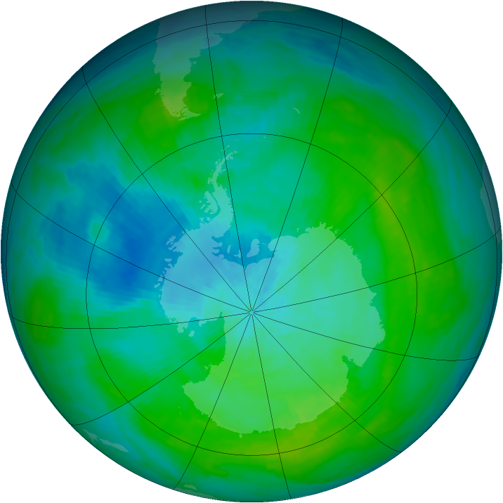 Antarctic ozone map for 23 February 1983
